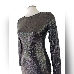 Revamped Black Sequin Party Dress Size Medium Gala Party Cocktail Mini Dress